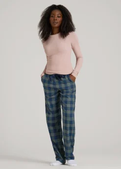 Tie Waist Flannel Pajama Pants for Tall Women