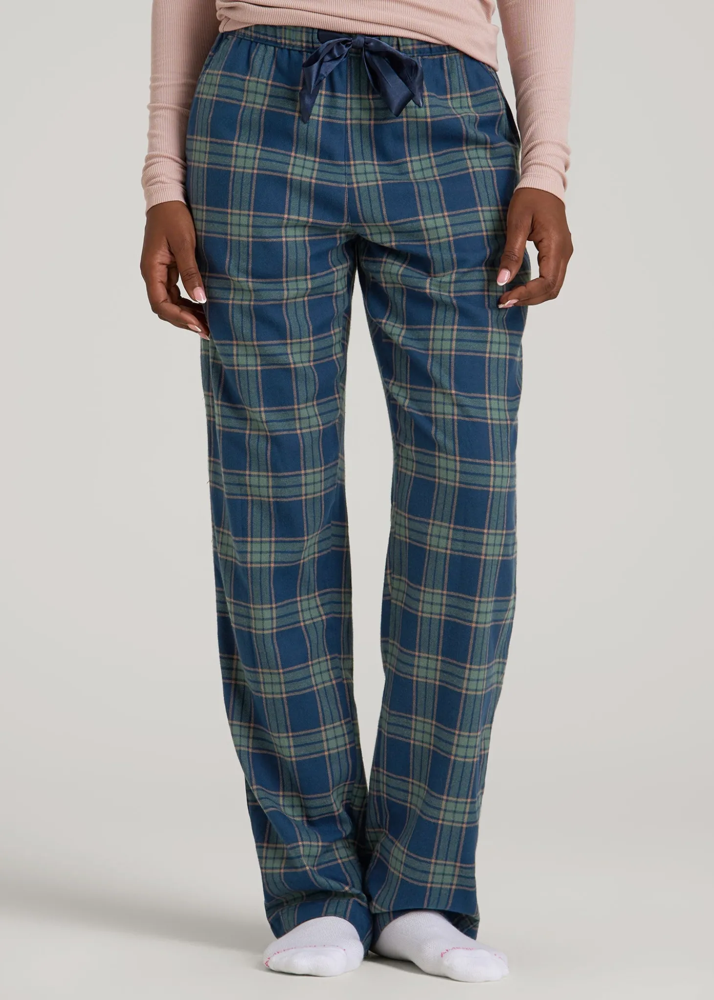 Tie Waist Flannel Pajama Pants for Tall Women
