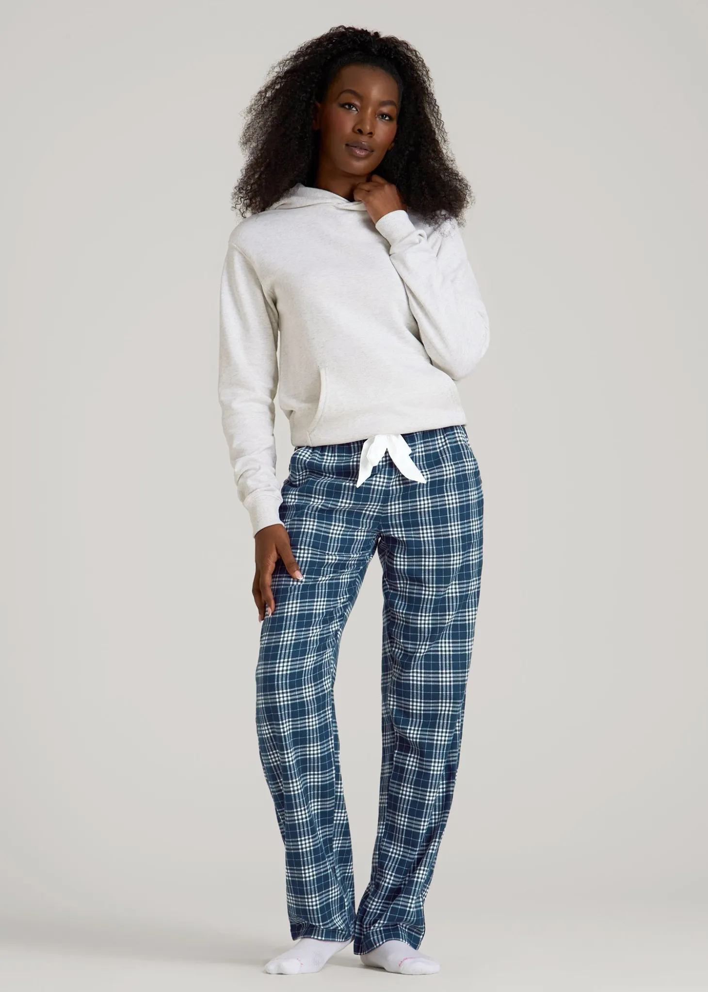 Tie Waist Flannel Pajama Pants for Tall Women