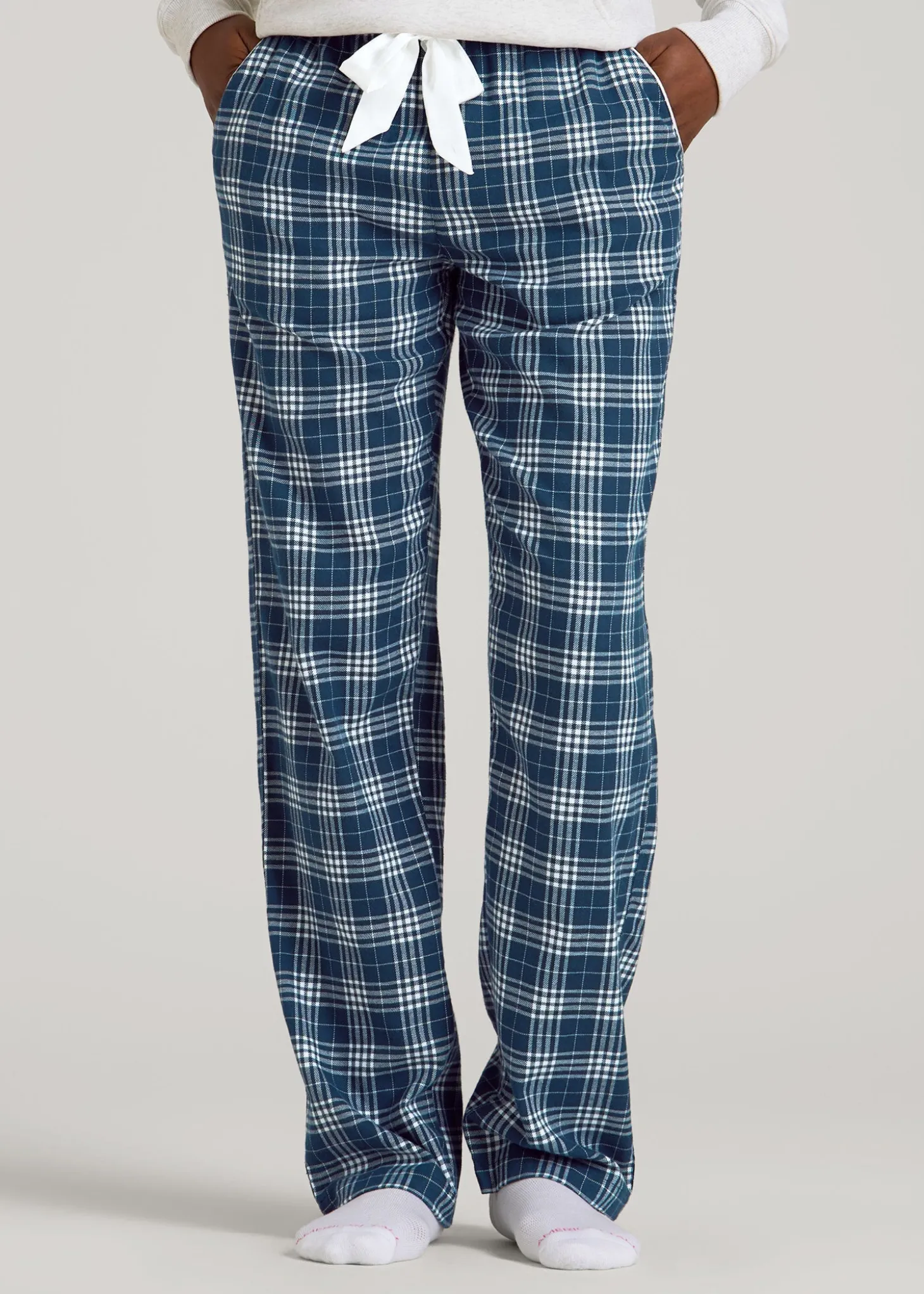 Tie Waist Flannel Pajama Pants for Tall Women