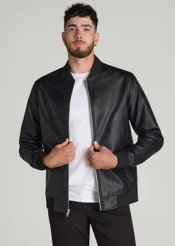 True Touch Leather Bomber Jacket for Tall Men