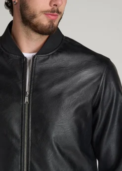 True Touch Leather Bomber Jacket for Tall Men