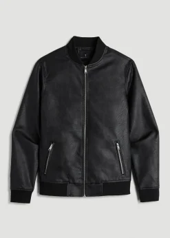 True Touch Leather Bomber Jacket for Tall Men