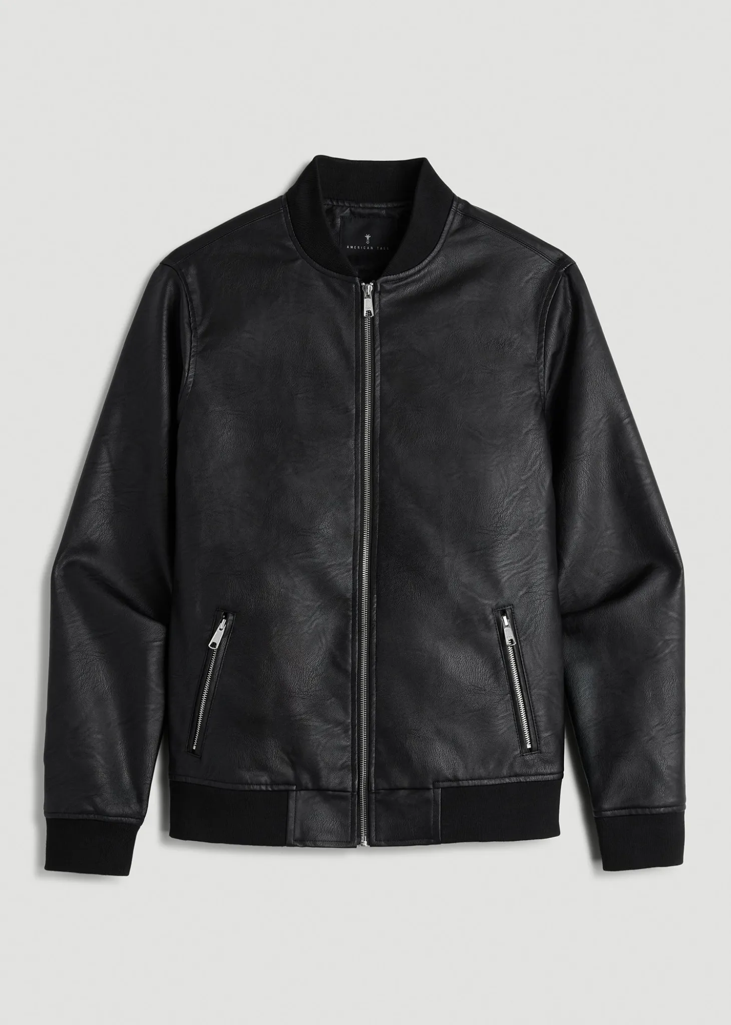 True Touch Leather Bomber Jacket for Tall Men