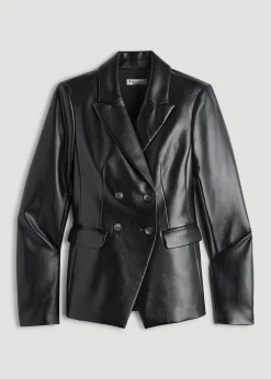 True Touch Leather Double Breasted Blazer for Tall Women