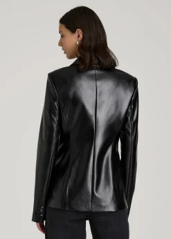 True Touch Leather Double Breasted Blazer for Tall Women