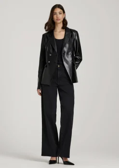 True Touch Leather Double Breasted Blazer for Tall Women