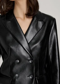 True Touch Leather Double Breasted Blazer for Tall Women