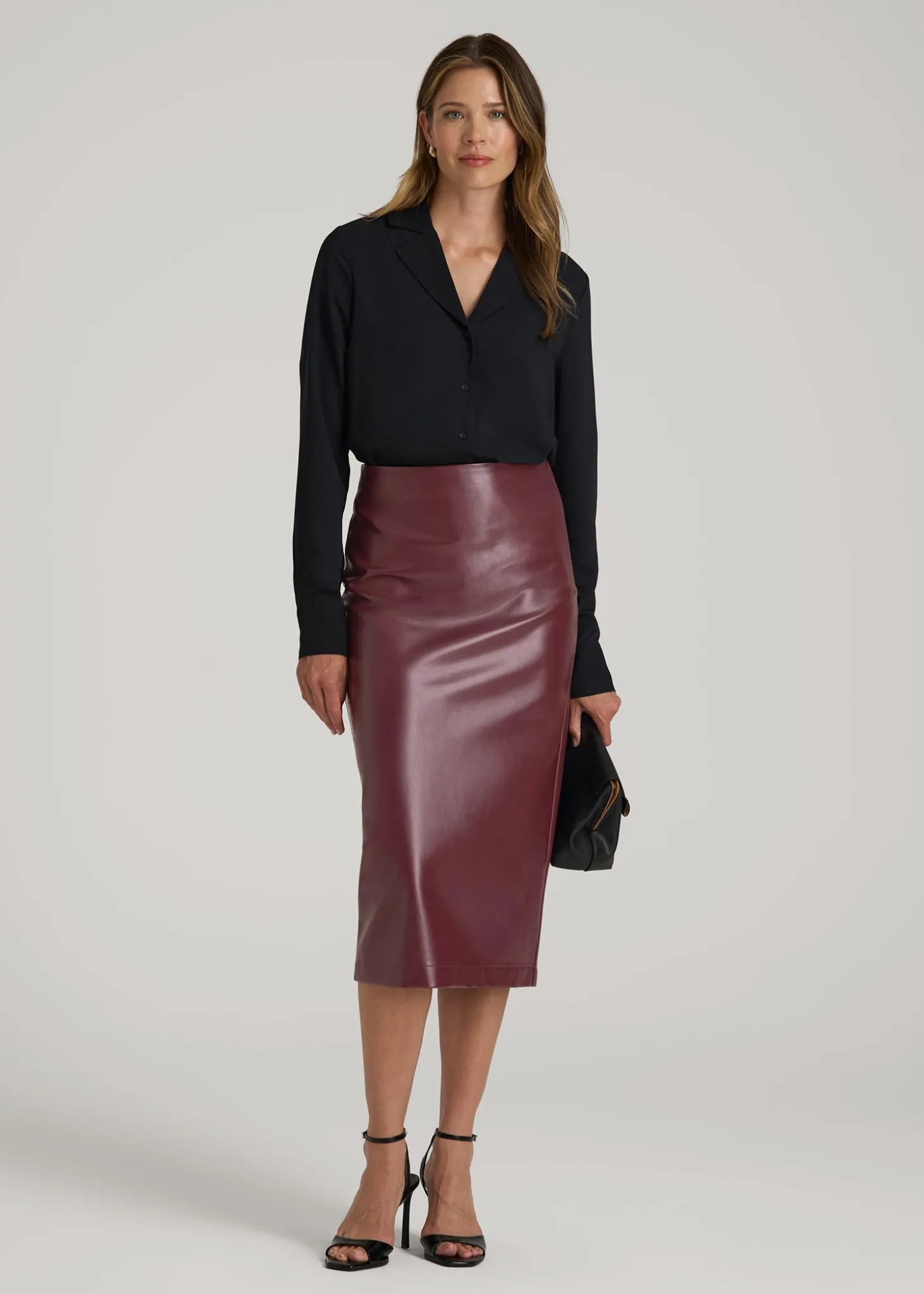 True Touch Leather Pencil Skirt for Tall Women