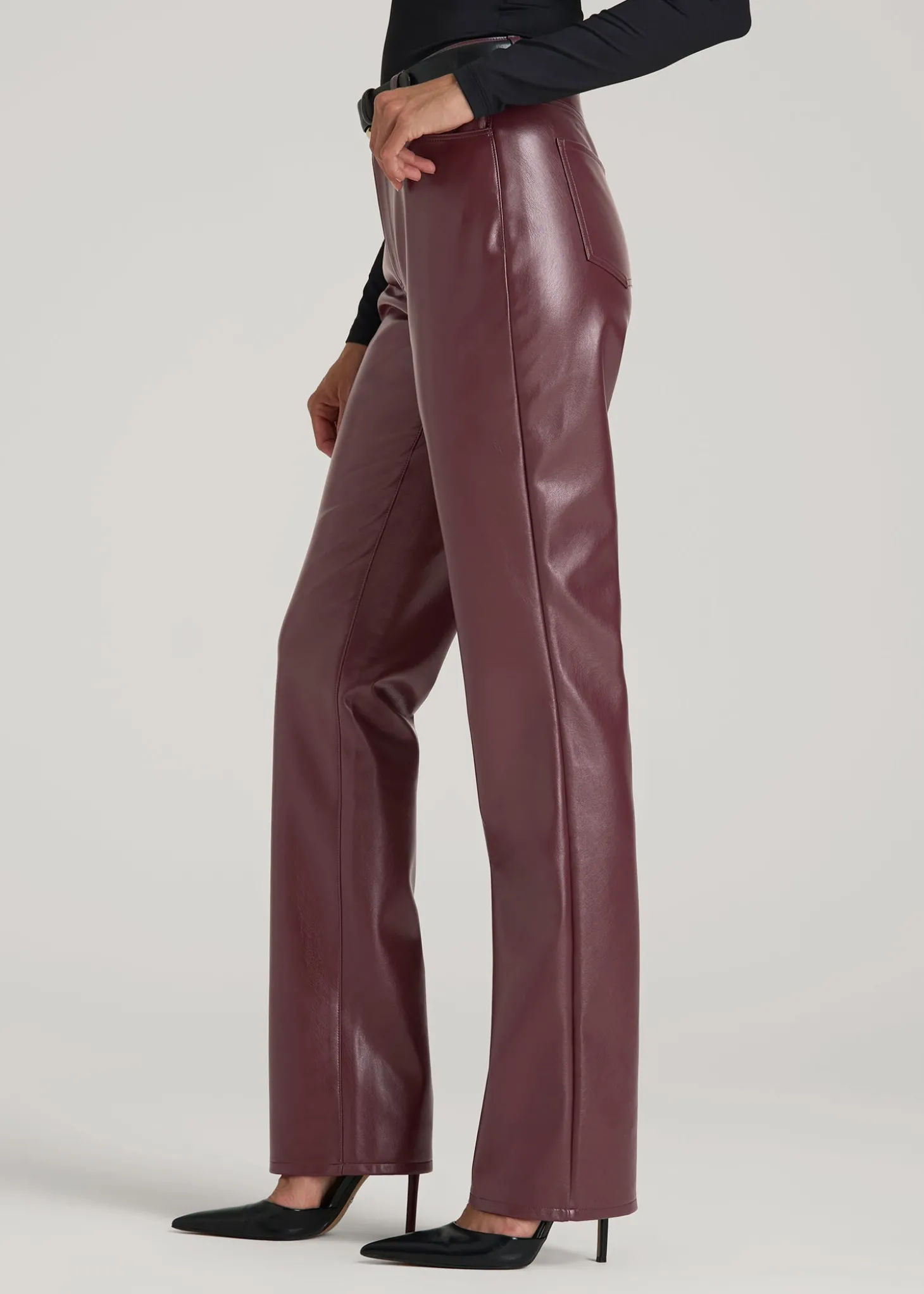 True Touch Leather Straight Leg Pants for Tall Women