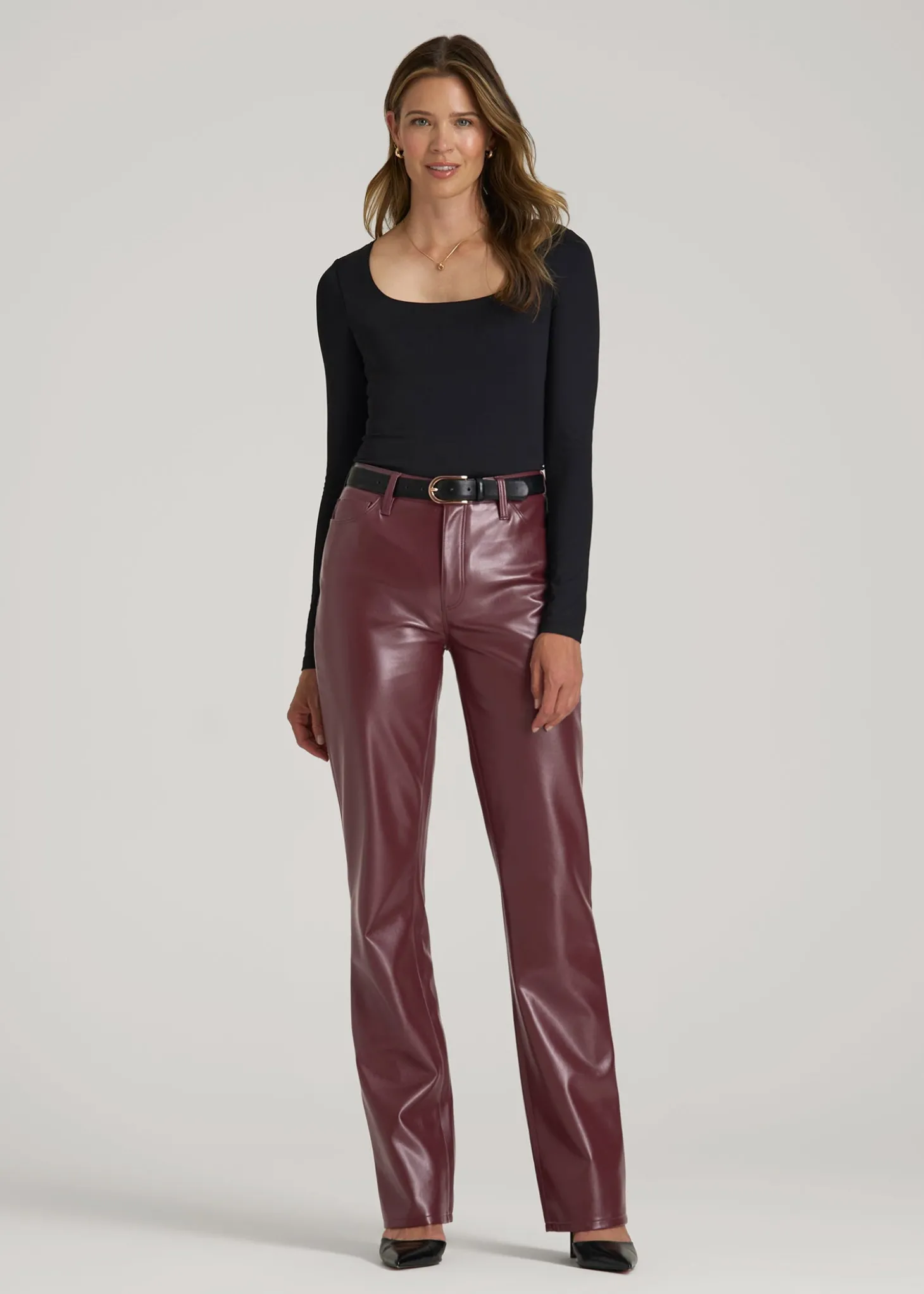 True Touch Leather Straight Leg Pants for Tall Women