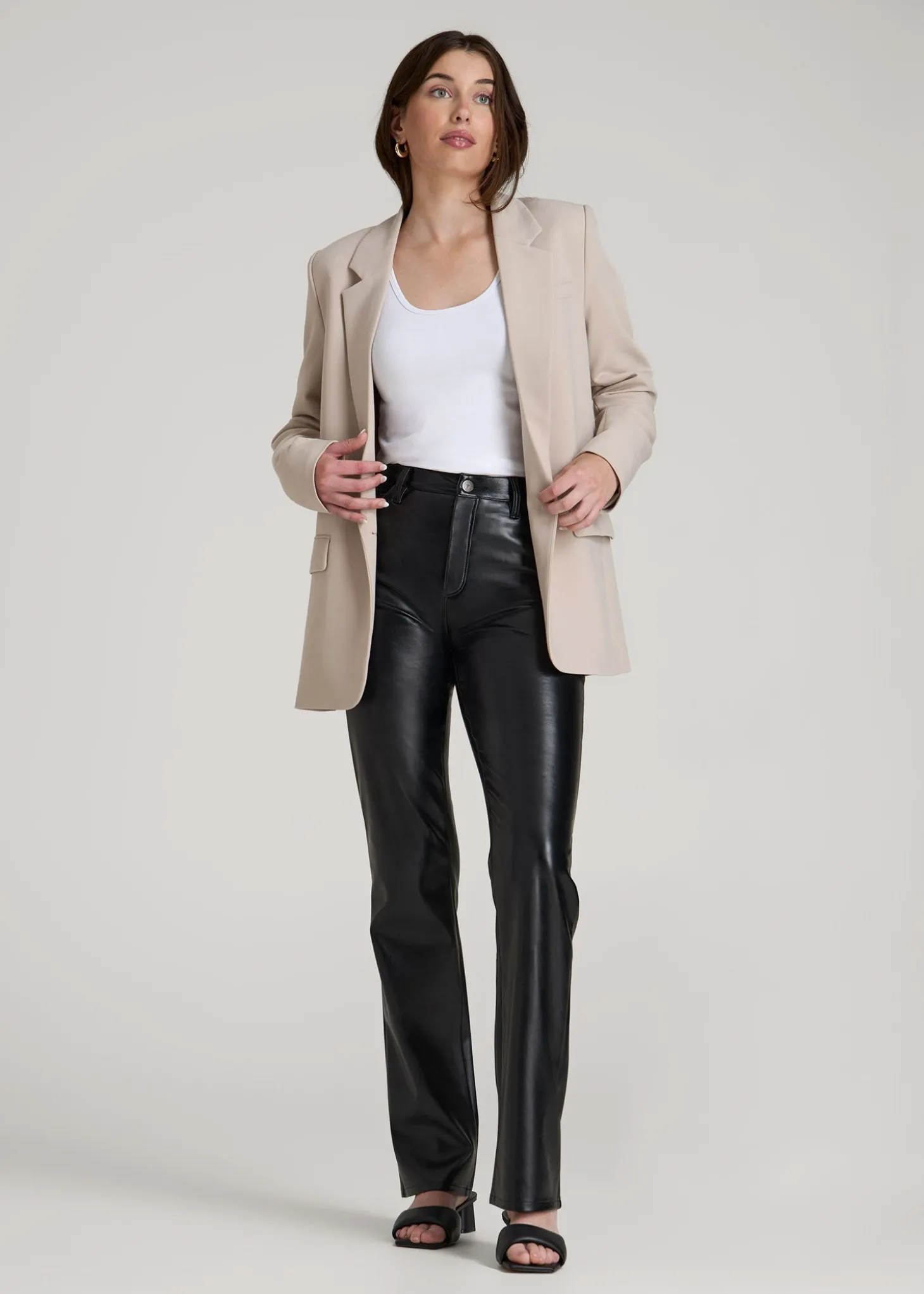 True Touch Leather Straight Leg Pants for Tall Women