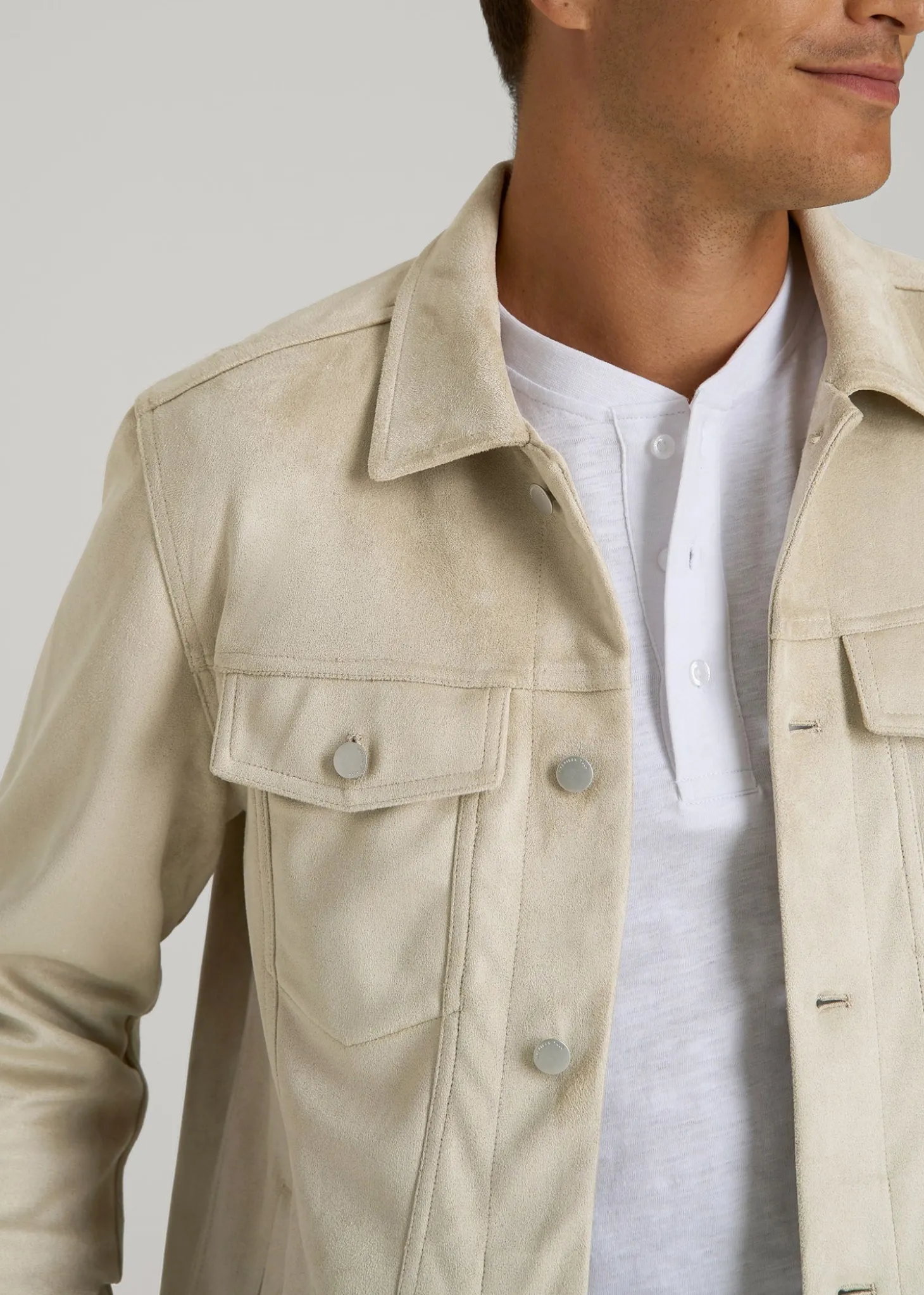 True Touch Suede Trucker Jacket for Tall Men