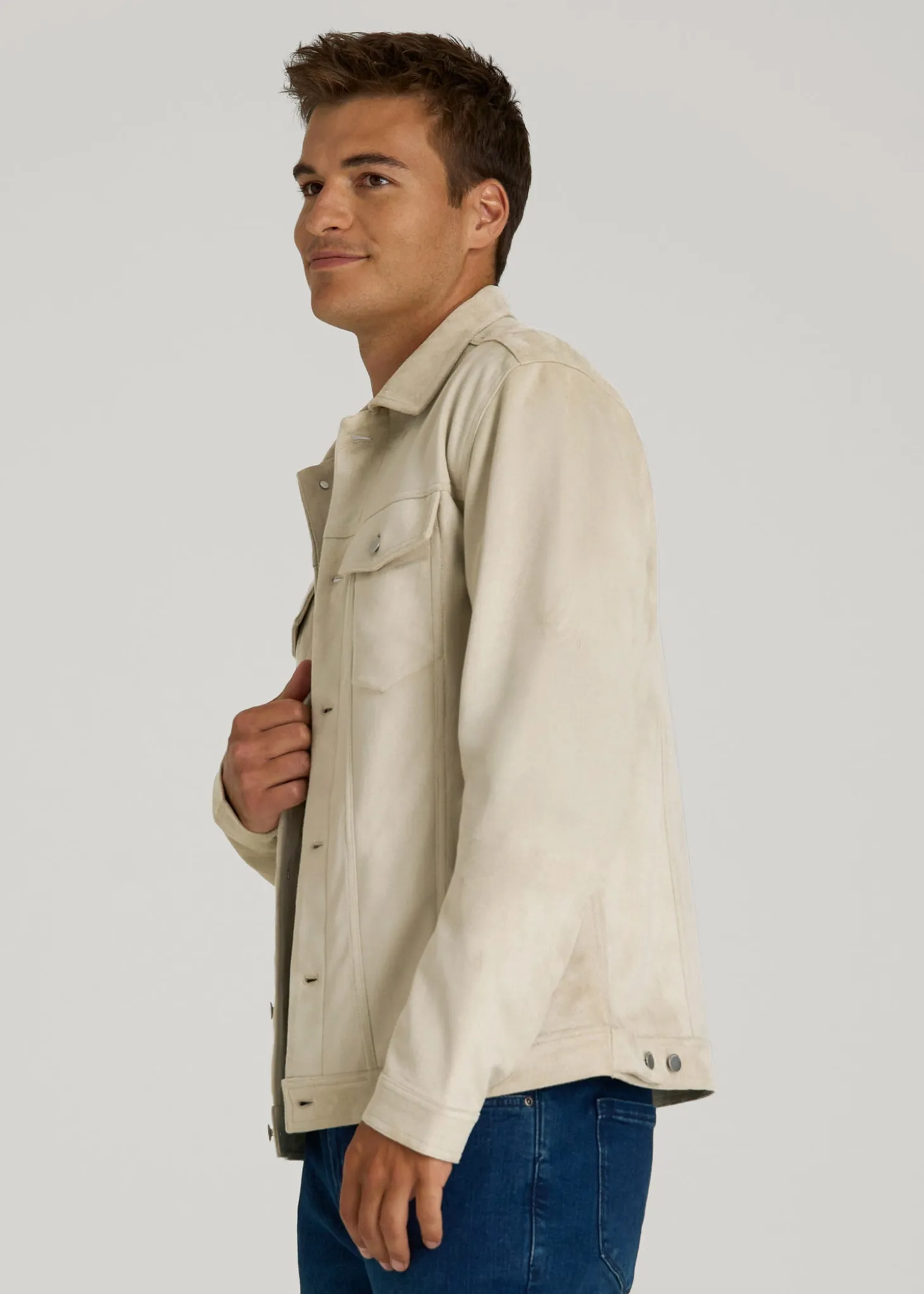 True Touch Suede Trucker Jacket for Tall Men