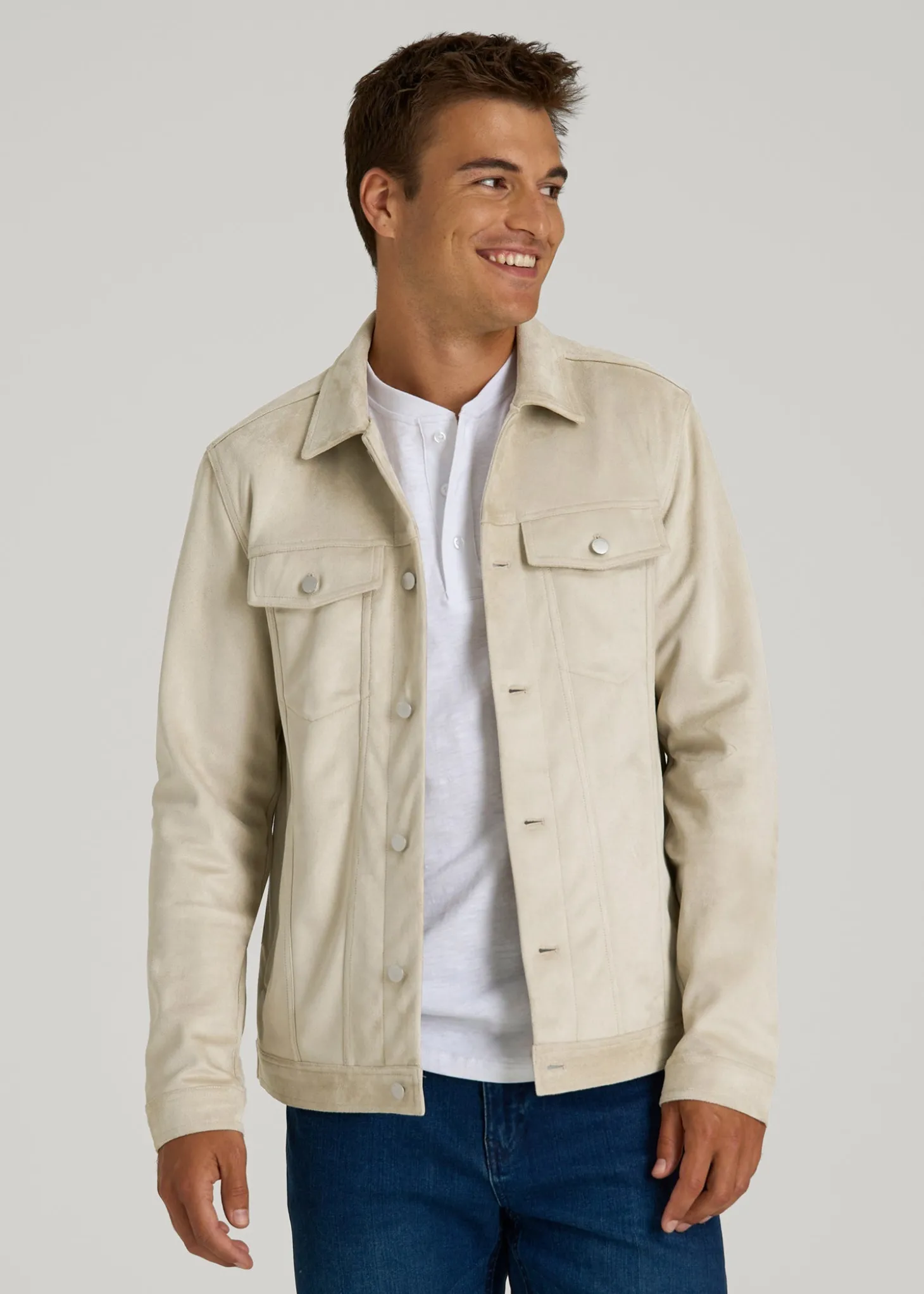True Touch Suede Trucker Jacket for Tall Men