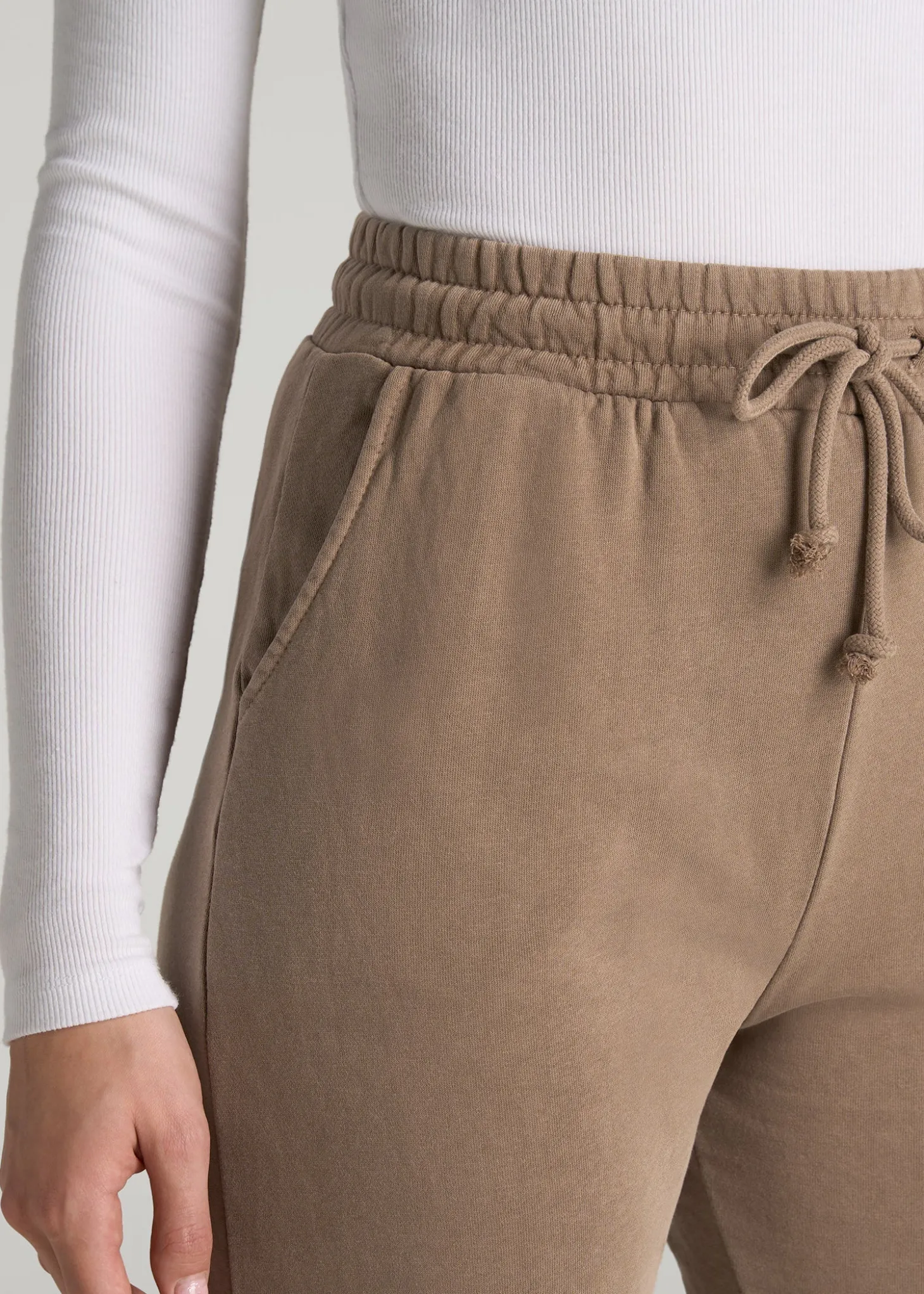 Wearever Fleece Slim Fit High-Waisted Garment Dye Sweatpants for Tall Women