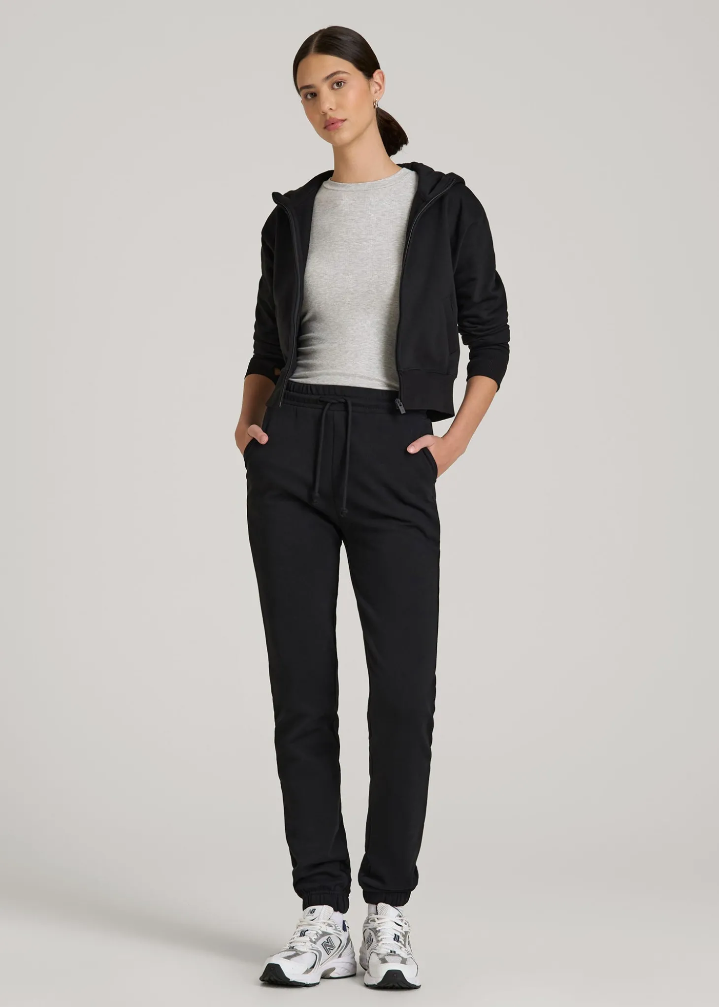 Wearever Fleece Slim Fit High-Waisted Garment Dye Sweatpants for Tall Women
