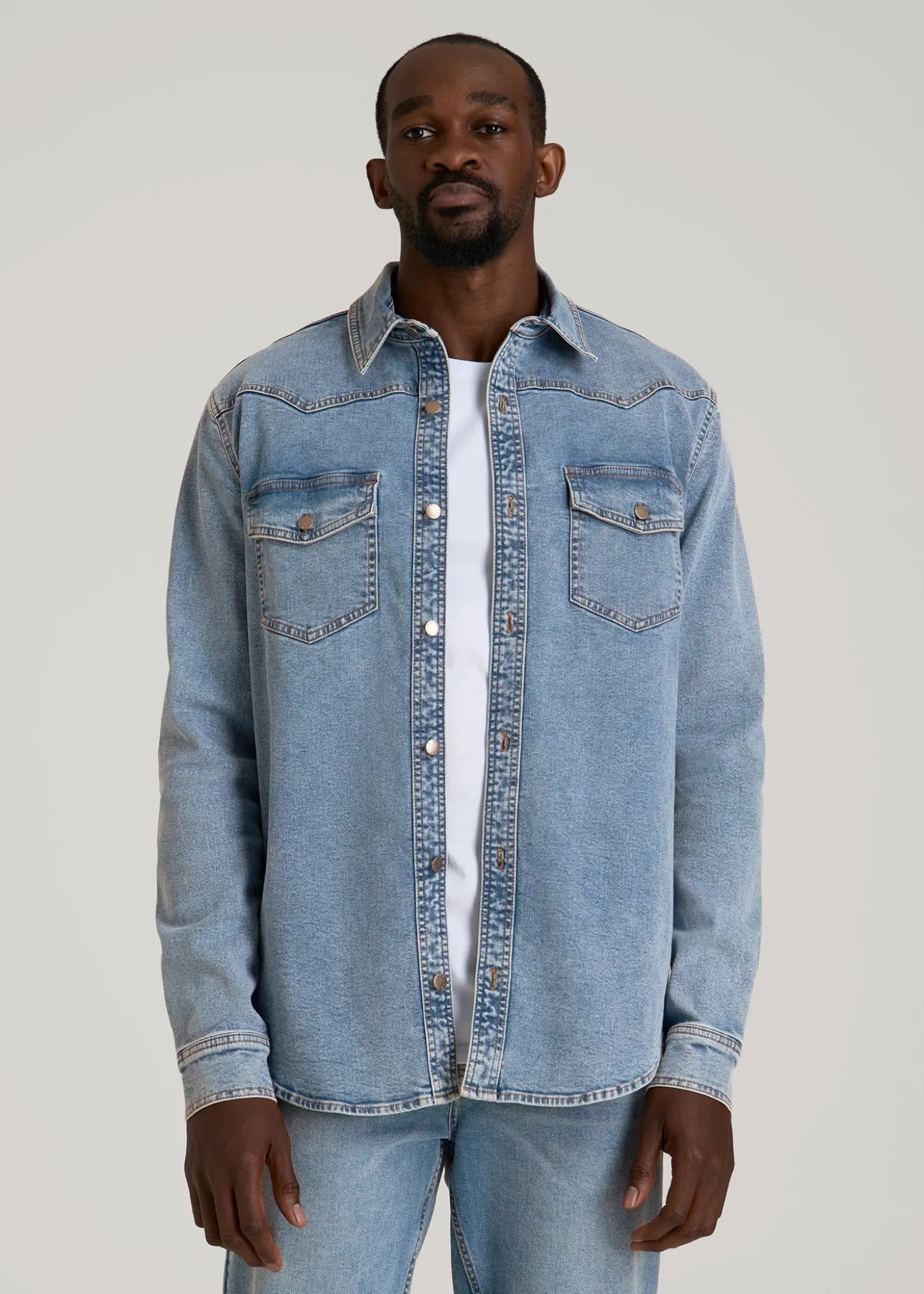 Western Denim Shirt for Tall Men