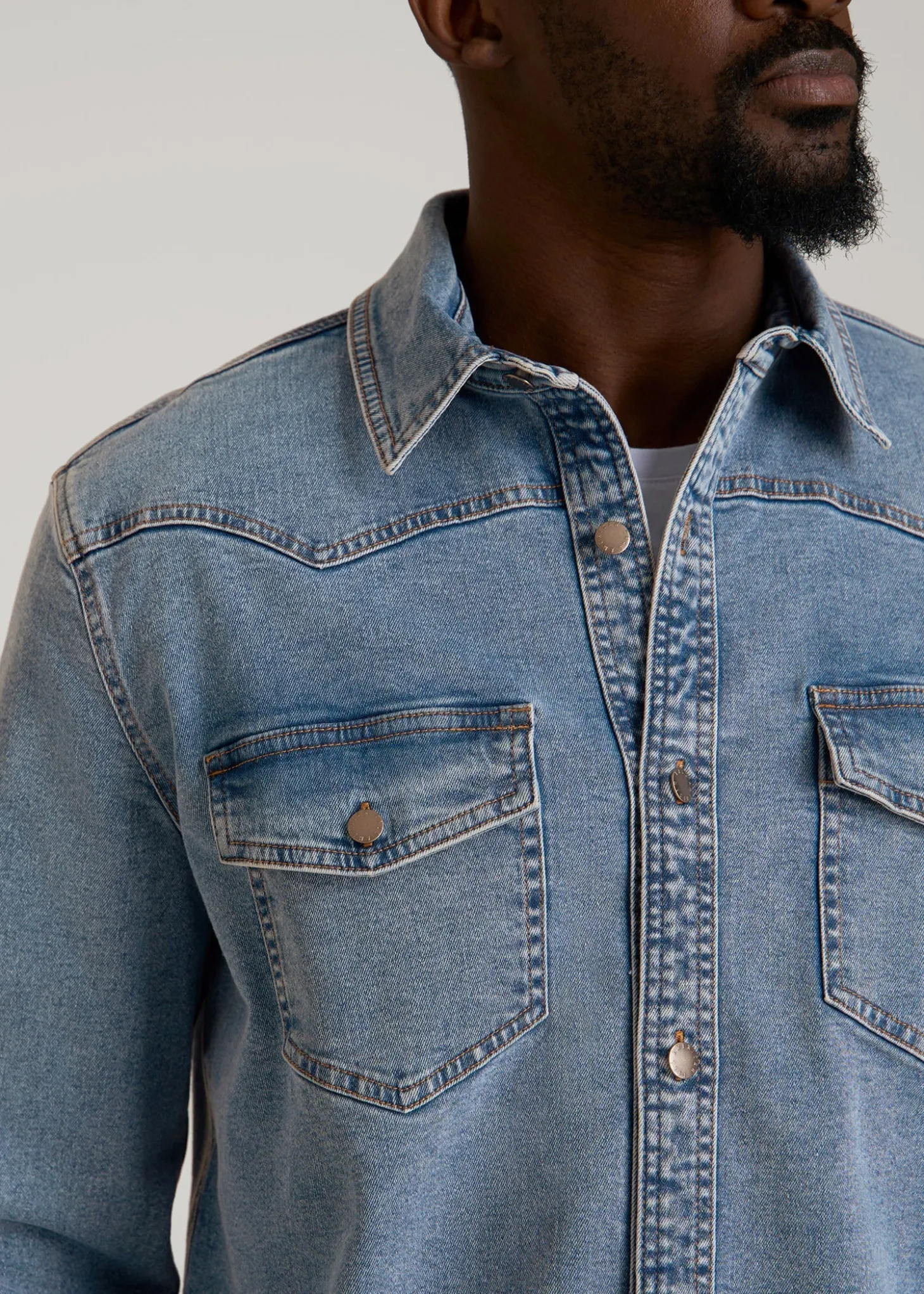 Western Denim Shirt for Tall Men