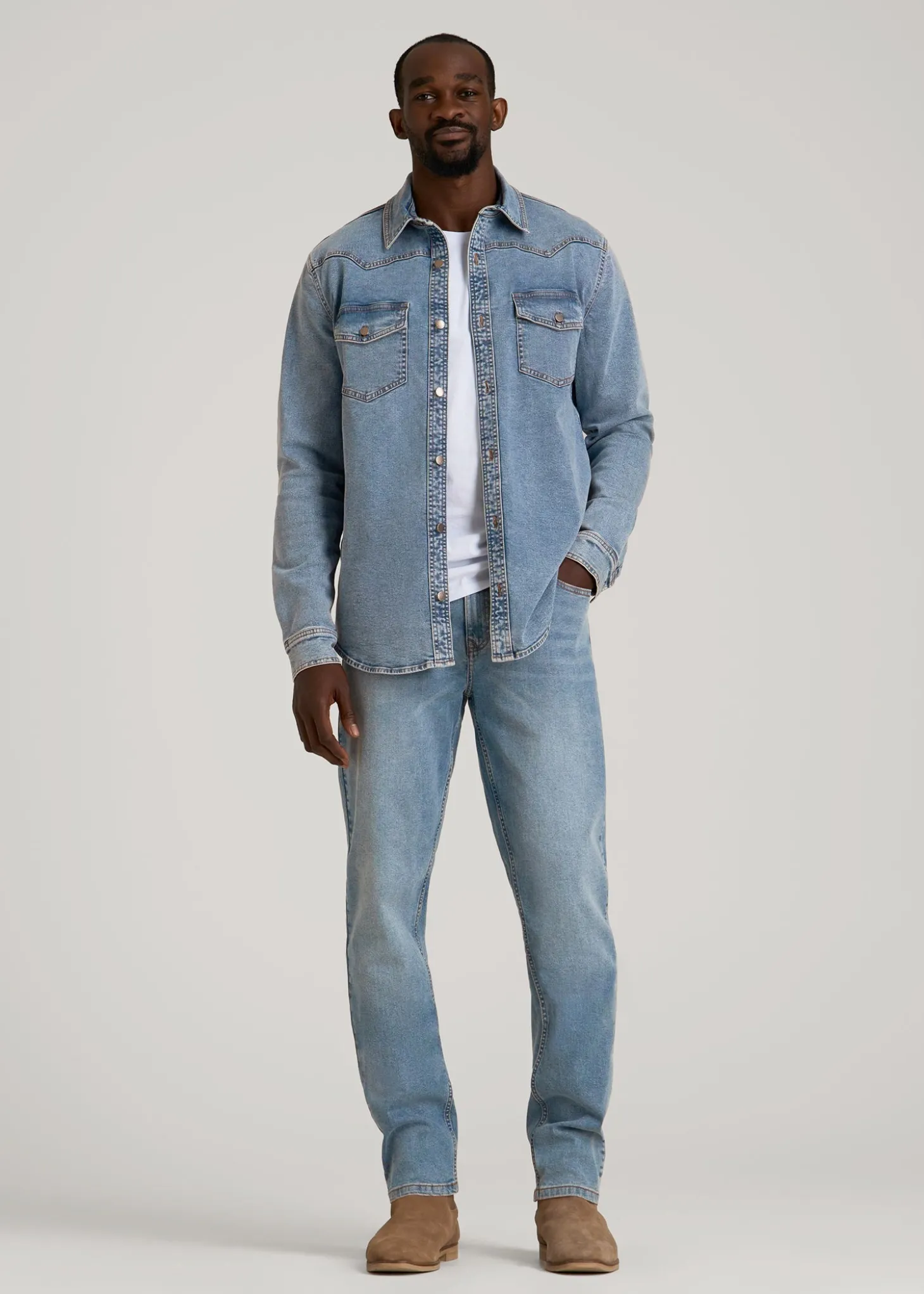 Western Denim Shirt for Tall Men