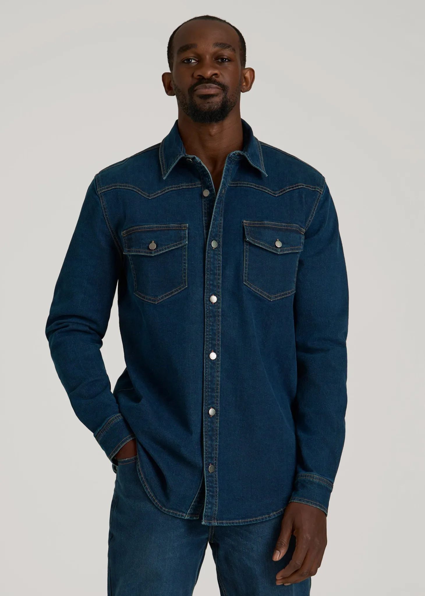 Western Denim Shirt for Tall Men