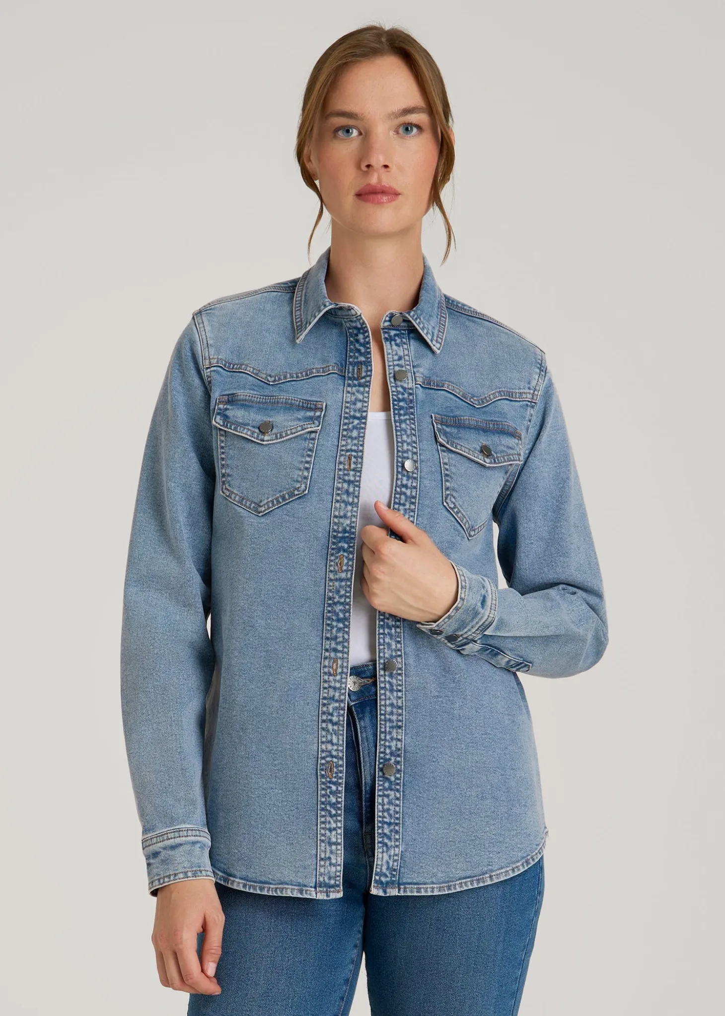 Western Denim Shirt for Tall Women