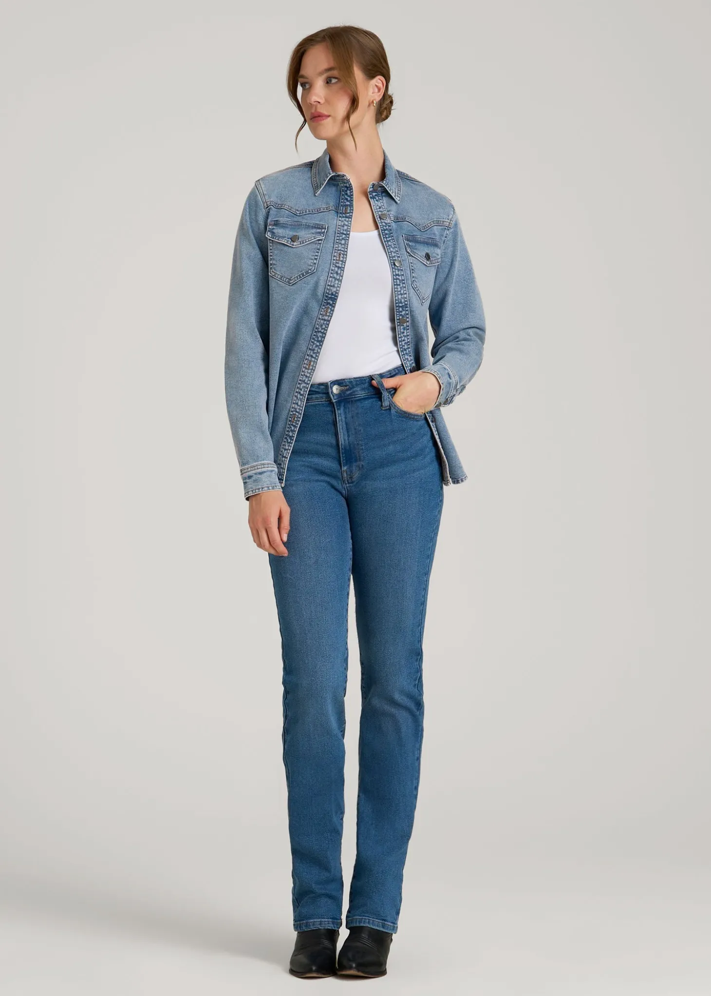 Western Denim Shirt for Tall Women