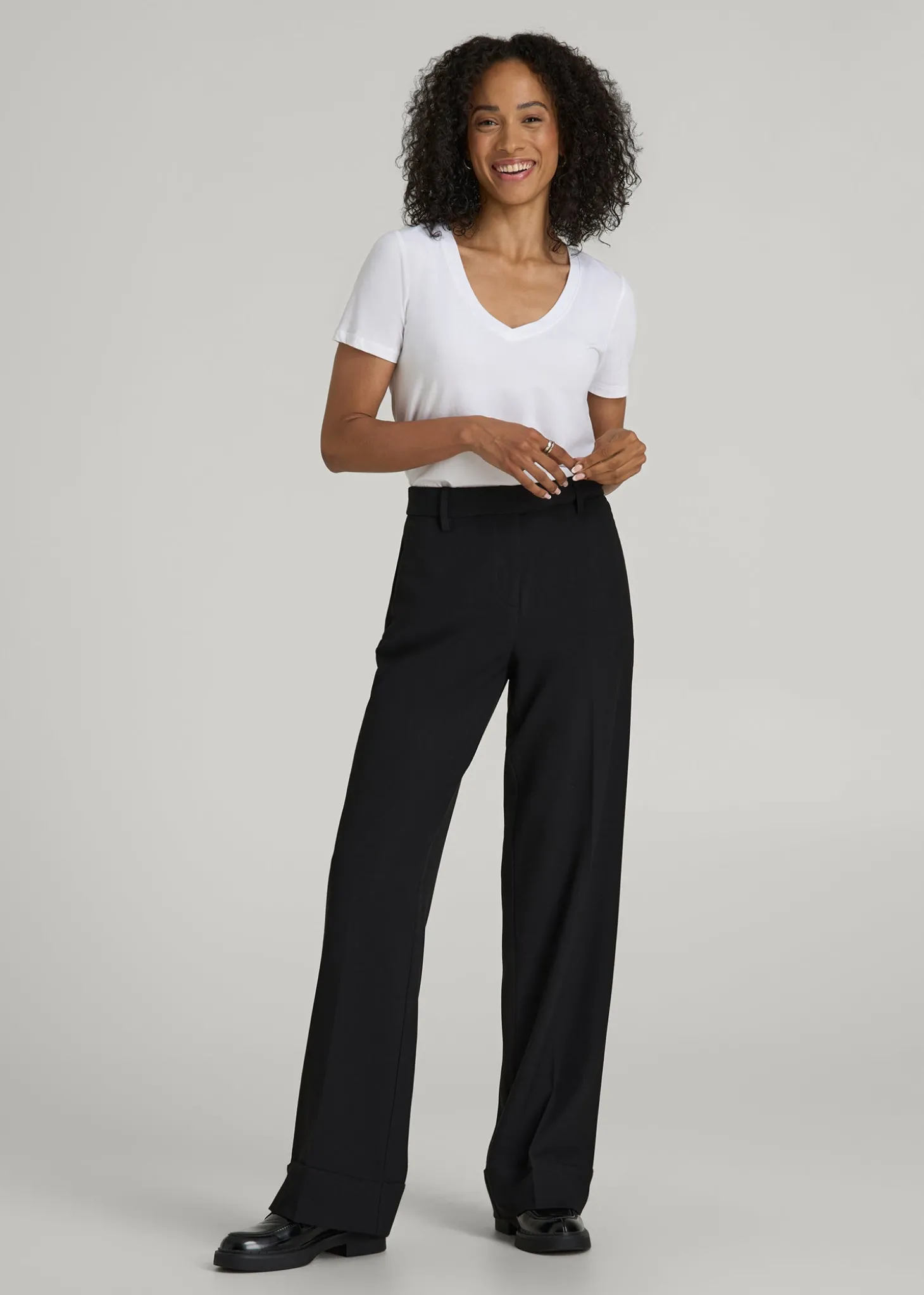Wide-Leg Cuffed Pants for Tall Women