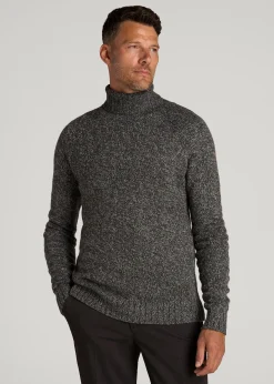 Wool Blend Marled Turtleneck for Tall Men