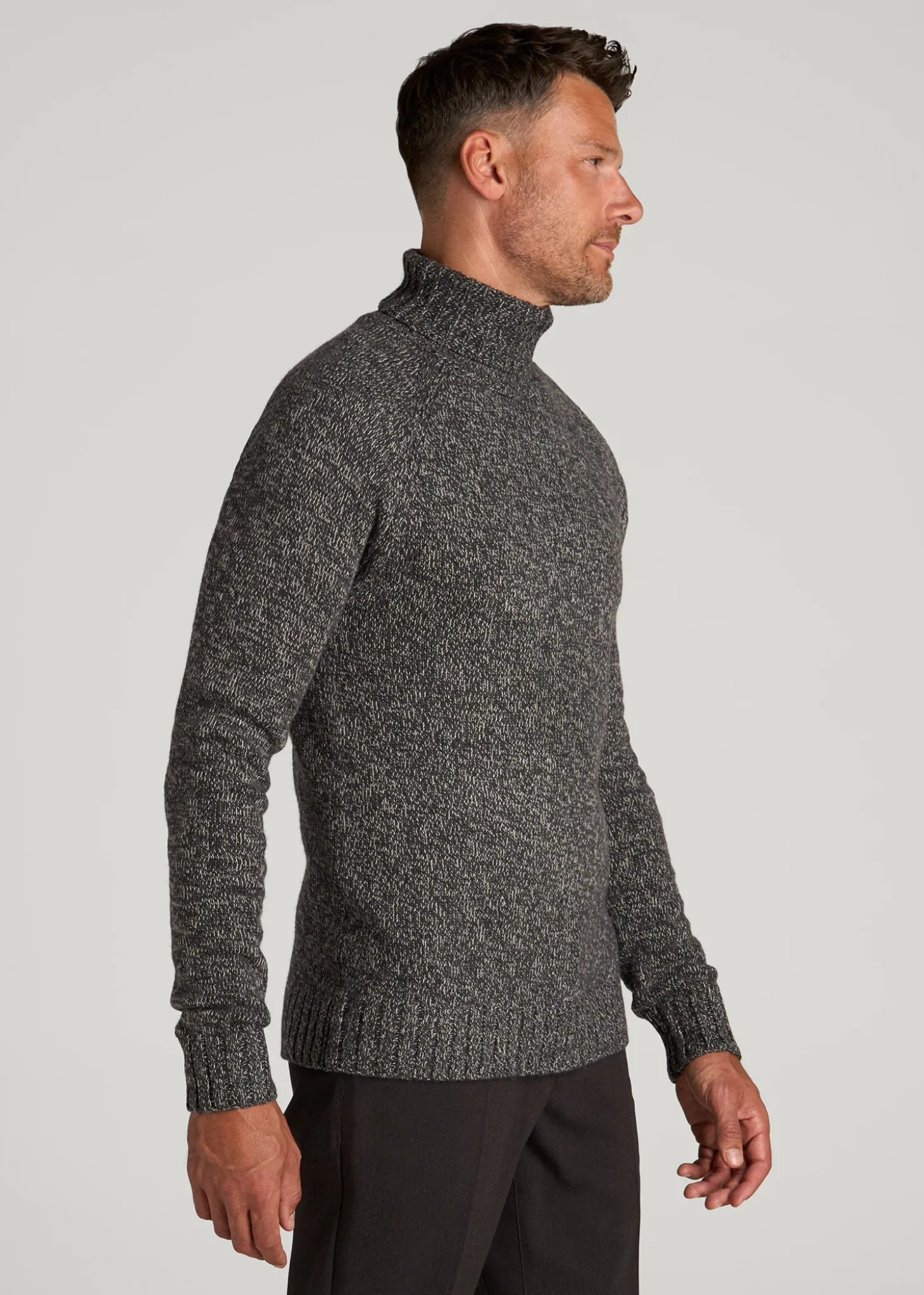 Wool Blend Marled Turtleneck for Tall Men