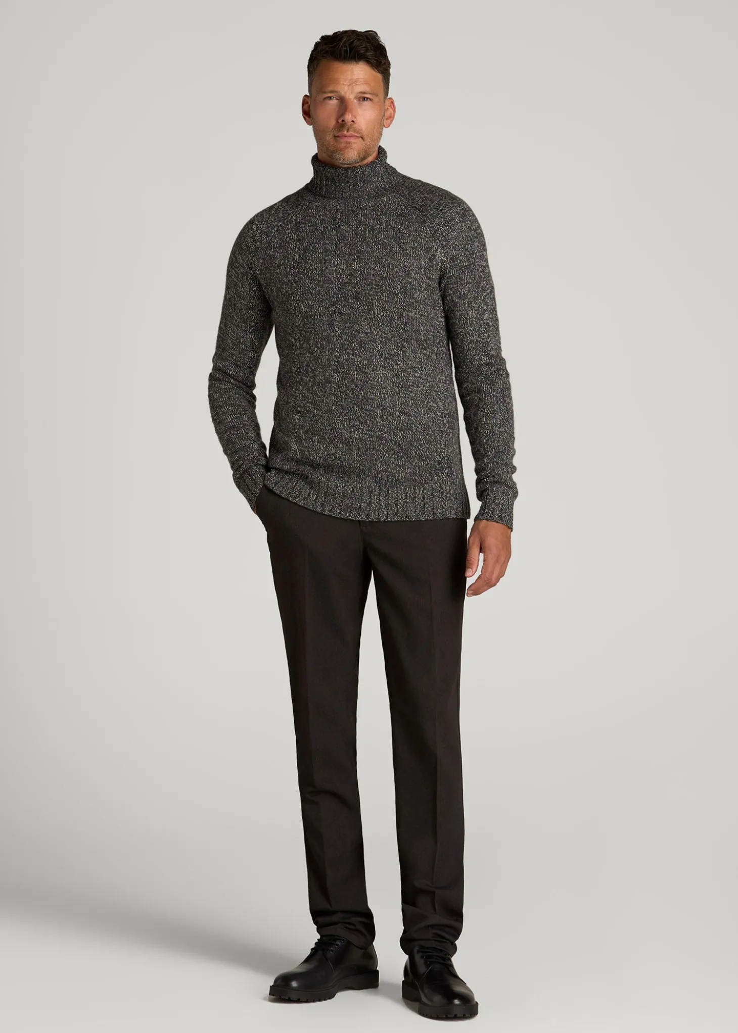Wool Blend Marled Turtleneck for Tall Men