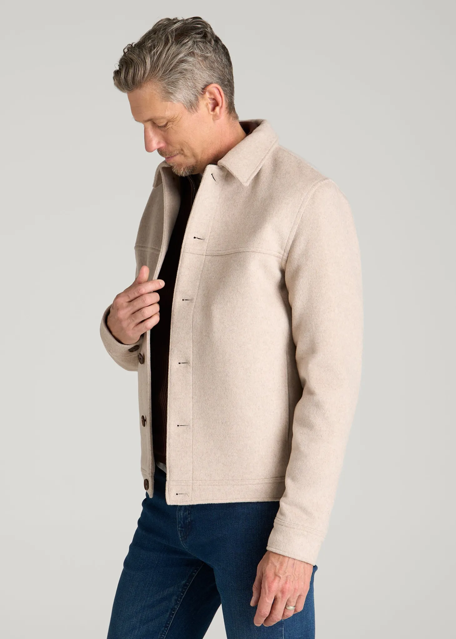 Wool Harrington Jacket for Tall Men